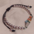 Palestine unique Unisex  Jerusalem map pendant Silver beaded adjustable bracelet