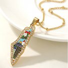 Colored-Detail stainless steel gold Jerusalem city Palestine Map Necklace