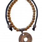 Handmade Palestine Unisex coin design gold beaded adjustable bracelet Handmade Palestine Unisex coin design gold beaded adjustable bracelet