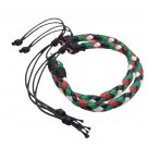 Bundle & Save Pcs of (2) Palestine Men's & Women's Multi-Color Braided Leather Cord Bracelet