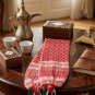 Traditional Jordanian Red and White Shemagh Scarf with Colorful Tassels