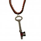 colored rope with Palestine flag engraved in a silver key necklace