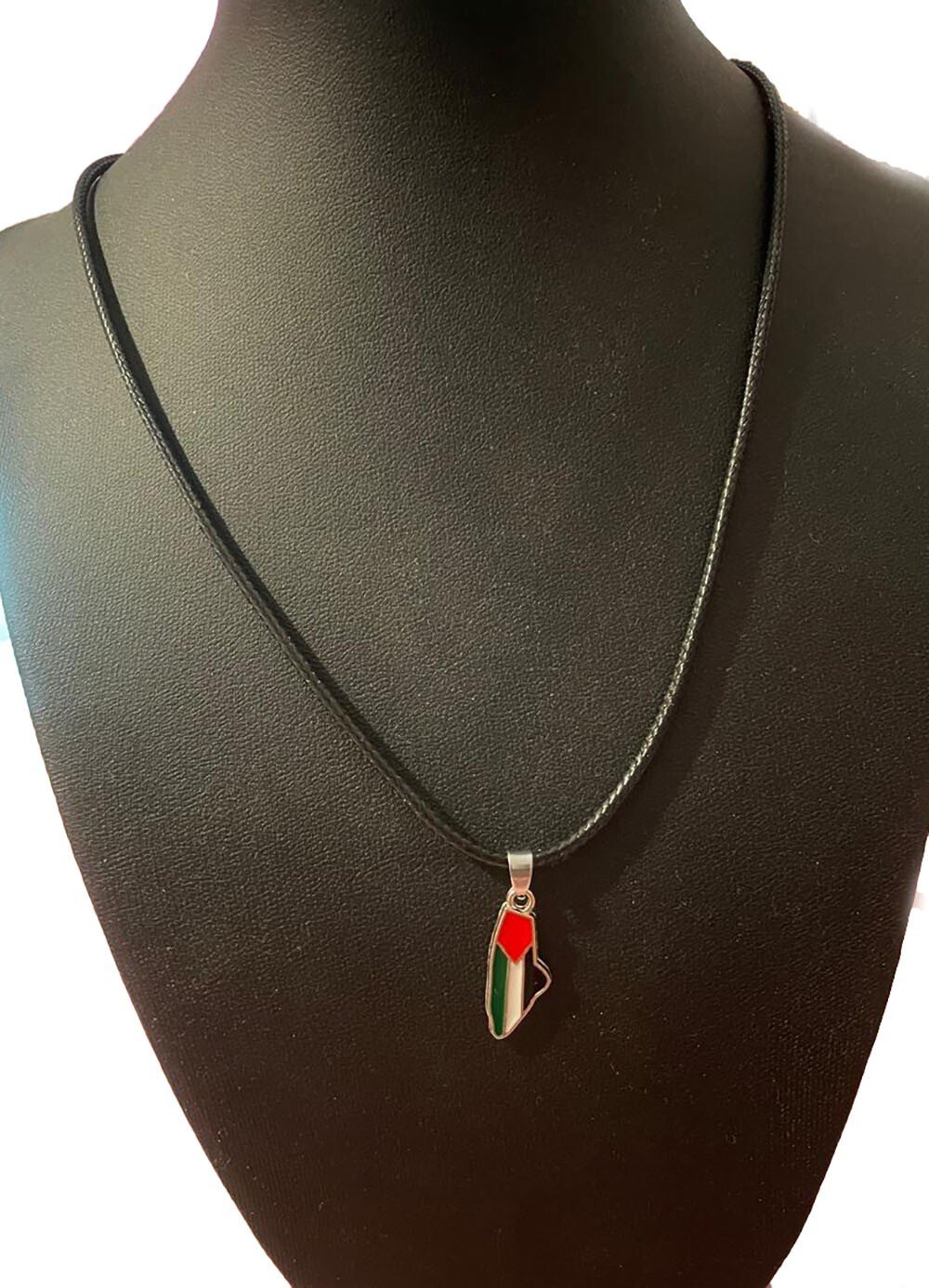 Palestine Unisex colored Mini map pendant 50 cm leather necklace