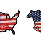 Set of 2 American Flag Embroidered Iron-On Patches USA Map & Running Horse Desig Set of 2 American Flag Embroidered Iron-On Patches USA Map & Running Horse Desig