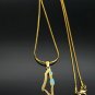 Blue-Detail stainless steel gold coloured Palestine Map Necklace