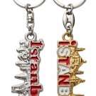 Istanbul Skyline & Landmark Souvenir Keychain Set - Dual Metal Collectible Duo.