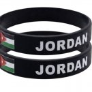 (2) Jordan Unisex rubber black Flag bracelet wristband (2) Jordan Unisex rubber black Flag bracelet wristband