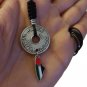 Antique Unisex Palestine coin design pendant adjustable leather necklace