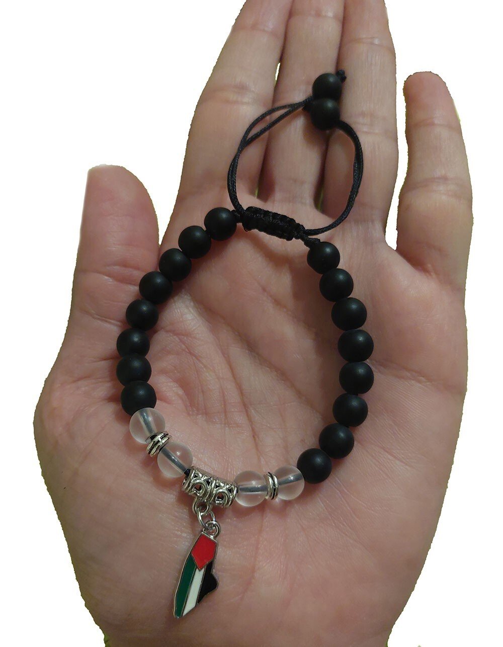 Palestine Unisex adjustable coloured map design beaded bracelet wristband
