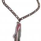 Shimmering Unity: Silver Necklace with Vibrant Palestine Map