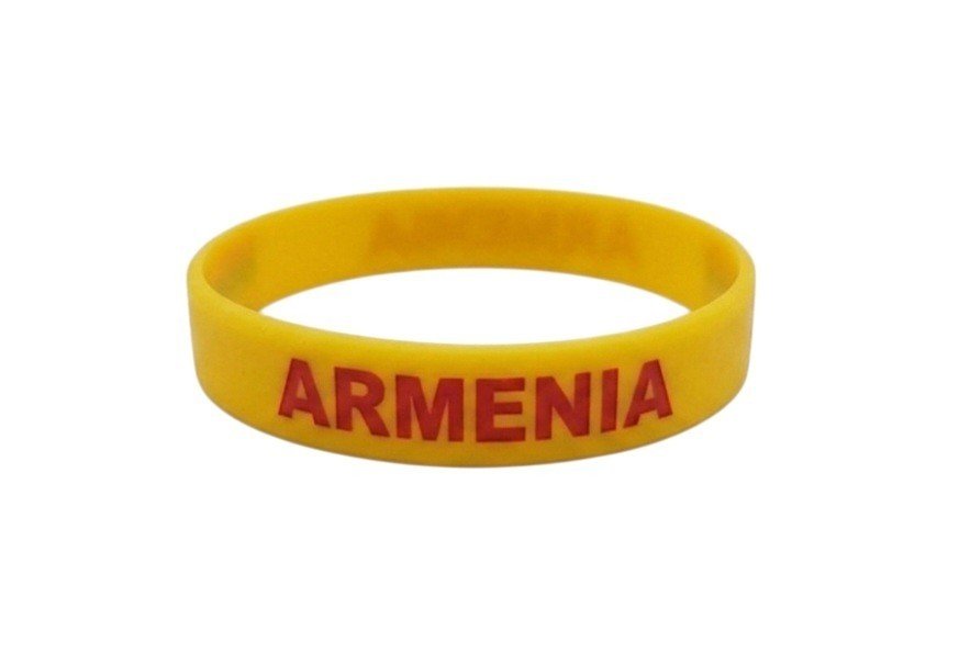 Bundle & Save Pcs Of (2) ARMENIA Flag Silicone Wristband Yellow Bracelet.