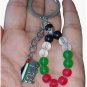 Palestine handmade beads & metal keychain with Handala colored Map pendant