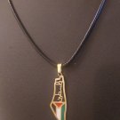 Palestine gold Metal Flag Map Pendant with 50cm black Leather Necklace