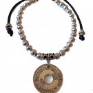 Handmade Palestine Unisex coin design Silver beaded adjustable bracelet