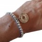 Handmade Palestine Unisex coin design Silver beaded adjustable bracelet