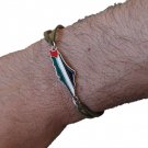 Palestine Unisex handmade Chamois green Rope silver frame map design bracelet Palestine Unisex handmade Chamois green Rope silver frame map design bracelet