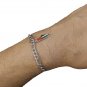 Handmade silver chain bracelet with mini Palestine flag