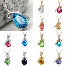 Fashion Women Heart Crystal Rhinestone Silver Chain Pendant Necklace Jewelry New