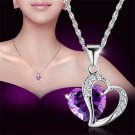 Fashion Women Heart Crystal Rhinestone Silver Chain Pendant Necklace Jewelry New