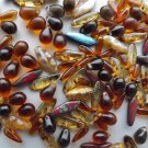 100x Czech glass dagger drop & teardrop beads .. brown amber 8mm to 14mm