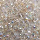 250x old vintage clear glass AB round faceted beads 6mm to 10mm mixed lot