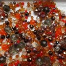 130g brown orange Czech glass fire polished beads .. 4mm 6mm 8mm 10mm FP mix