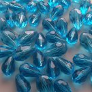 50x large glass crystal teardrop beads .. 16mm 18mm aqua blue faceted