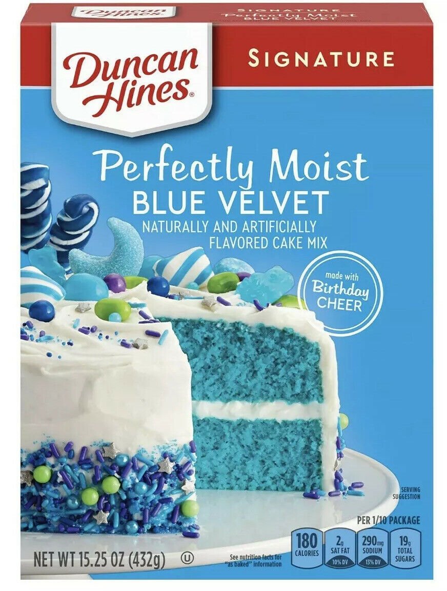 Duncan Hines Signature Cake Mix, Blue Velvet, 15.25 Ounce