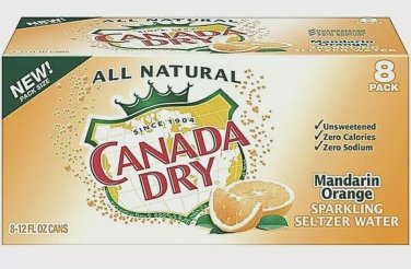 Canada Dry Mandarin Orange Sparkling Seltzer Water 12oz -NEW! 8pk