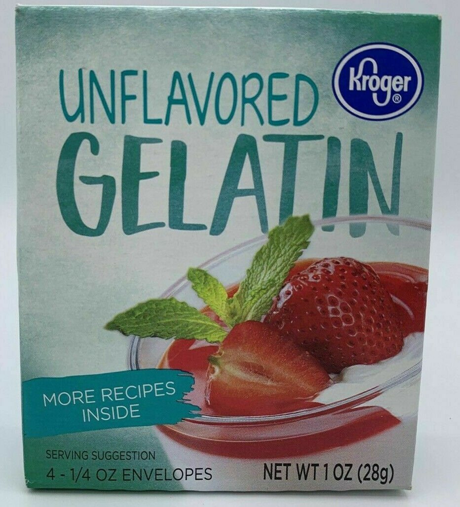 Unflavored Gelatin Kroger With 4 (1/4 Oz Envelopes) Compare to Knox