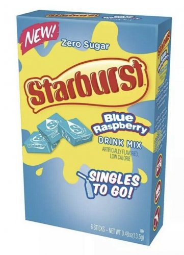 Starburst BLUE RASPBERRY Singles To Go Drink Mix Zero Sugar |1 Box - 6 Packets