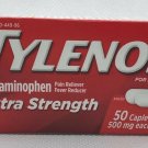 TYLENOL EXTRA STRENGTH ACETAMINOPHEN 50 CT CAPLETS 500 MG EA. NEW SEALED BOX