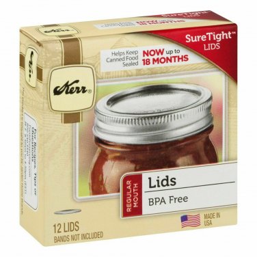 Kerr Regular Mouth Canning Lid Mason/Ball Jar Lids -12 Lids (1-dozen) NEW