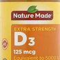 Nature Made Extra Strength Vitamin D3 125 mcg (5000 IU) Softgels, 100 Count.