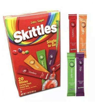 Skittles ZERO SUGAR Singles to Go Drink Mix 20 Packets Variety Mix/Multi Flavor