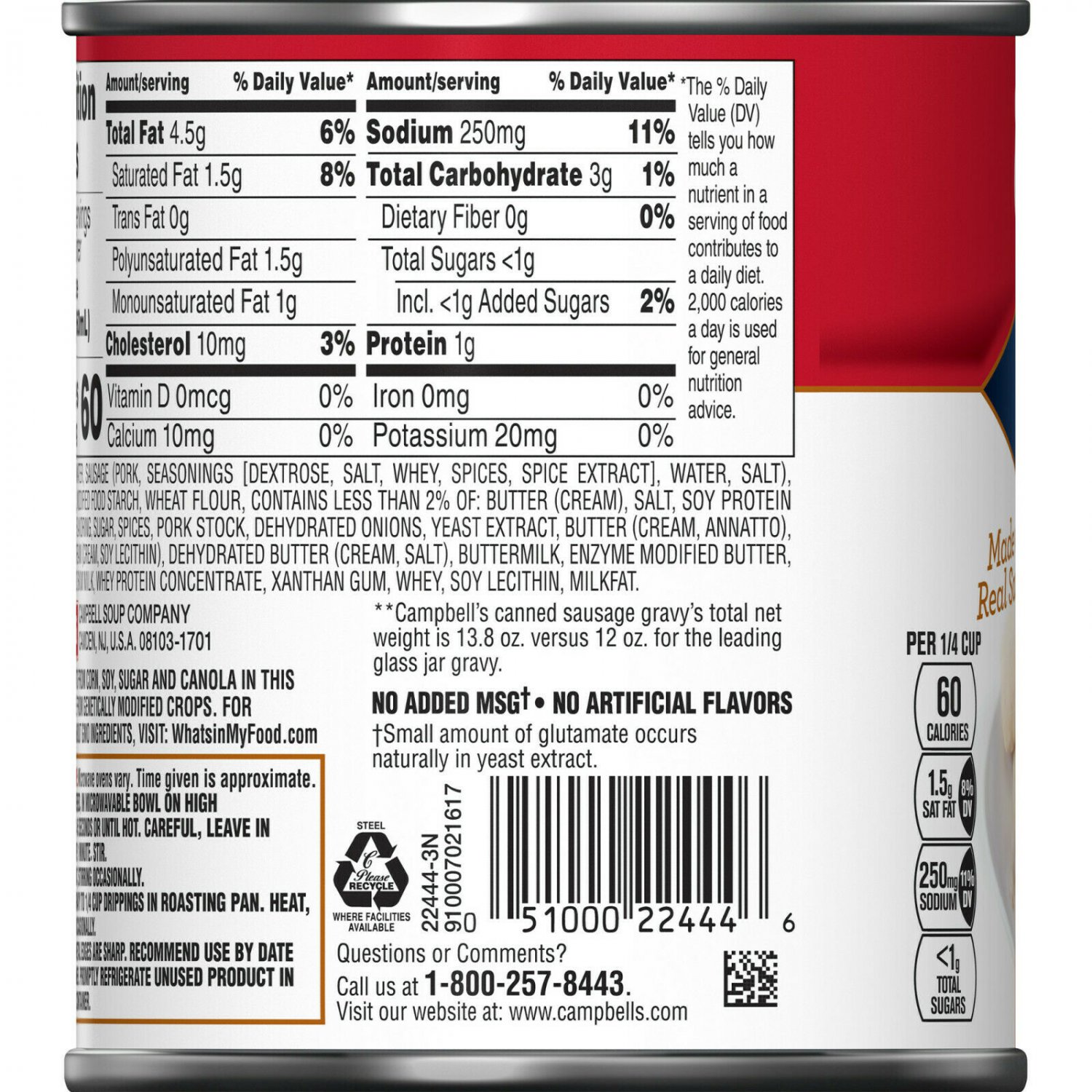 Campbell's Country Style Sausage Gravy 13.8 oz Can