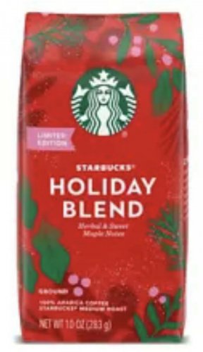 Starbucks Holiday Blend Ground Coffee, Medium Roast 10 Oz Bag