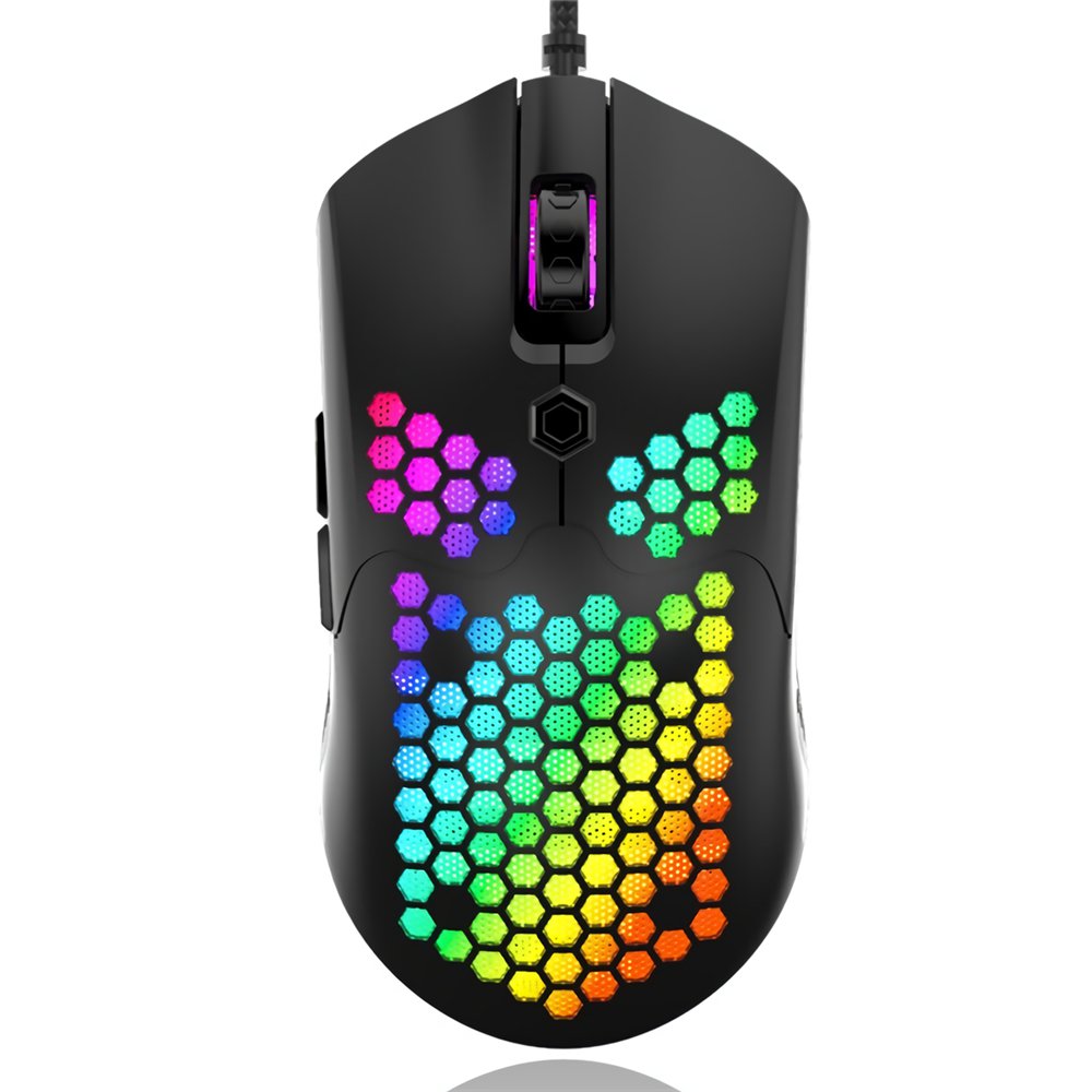 Free Wolf M5 Wired Breathing RGB Honeycomb Shape 12000DPI Gaming Mouse ...