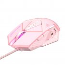 PW5 Wired Gaming Mouse Pink Black Gaming Mouse 7 Programmable Buttons Silent Click 4 Levels Adjustab