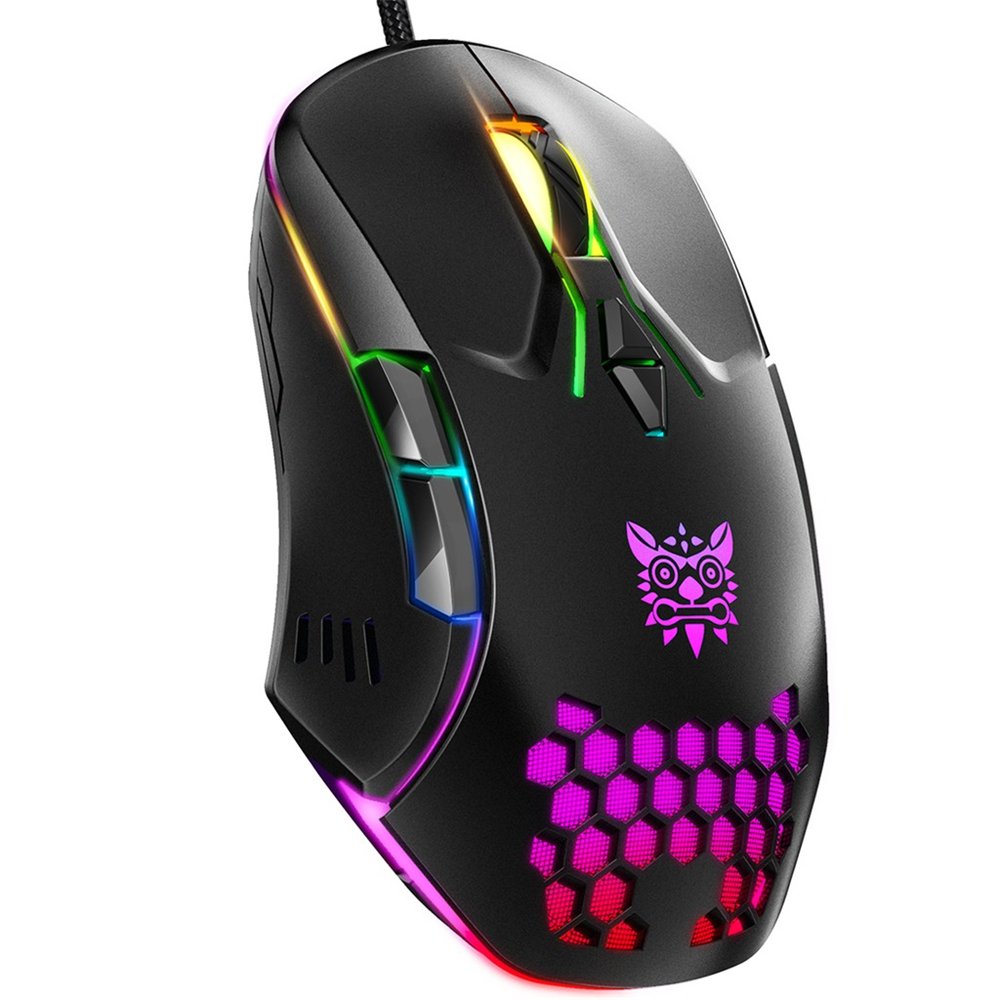 ONIKUMA CW902 Wired Gaming Mouse 6400DPI RGB Backlight Computer Mouse Hollow Mice for Comp