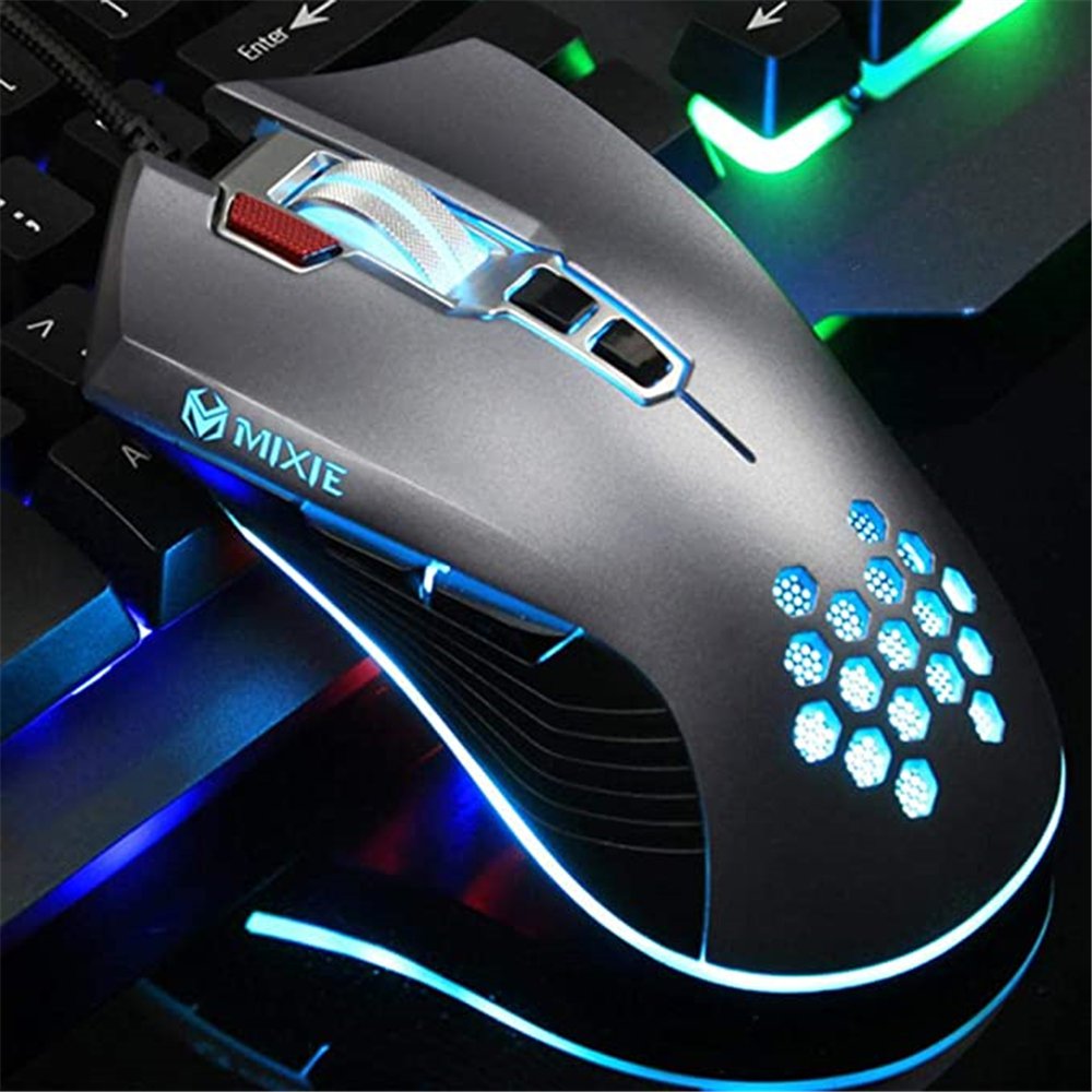 MIXIE M10 USB Wired RGB Gaming Mouse 6 Buttons 4800 DPI Optical Game ...