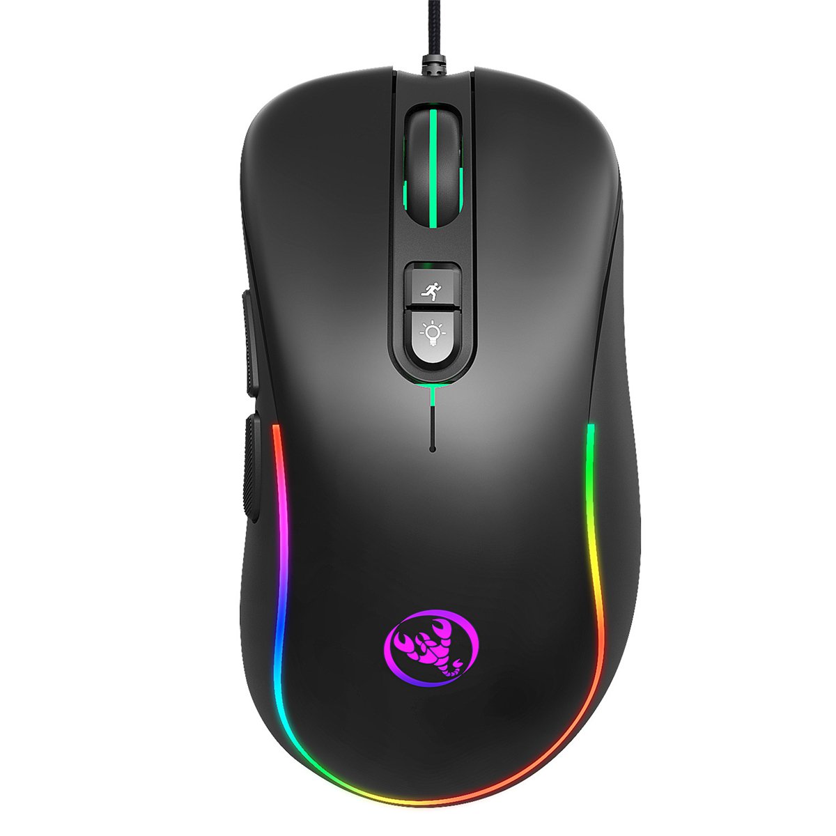 HXSJ J300 Wired Gaming Mouse 7 Button Macro Programming Mouse 6400DPI Colorful RGB Backlight USB Wir