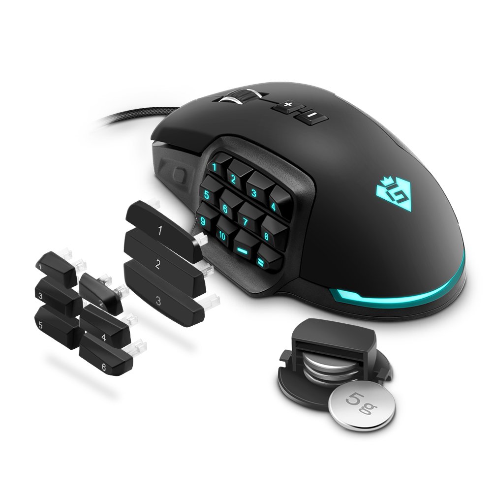 Rocketek GM900 USB Wired Multi-Buttons Gaming Mouse 24000DPI 17 Buttons ...