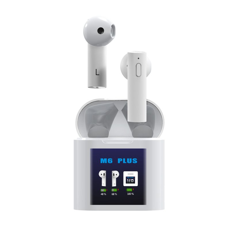 M6 Plus TWS Wireless bluetooth 5.0 Earphone Smart Forehead Temperature Measuring Earbuds LED Display