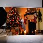 1.5*2m Fireplace Christmas Photography Background Cloth Backdrops Decoration Toys