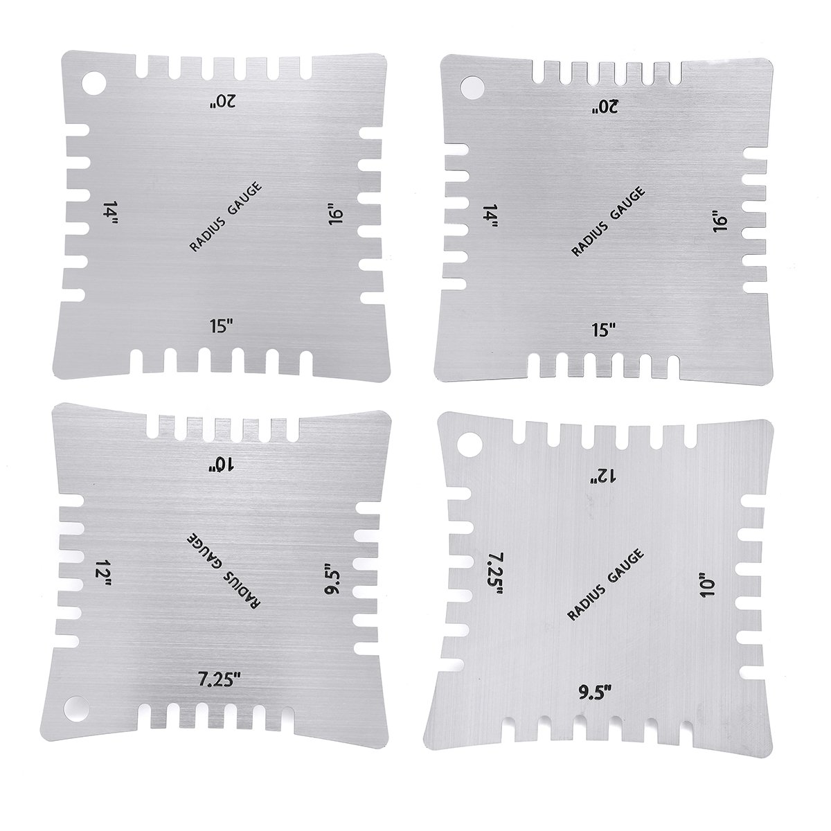 4pcs Guitar Fingerboard Radius Gauges Fretboard Saddle Nut Radius Gauge Measuring Stainless Steel To