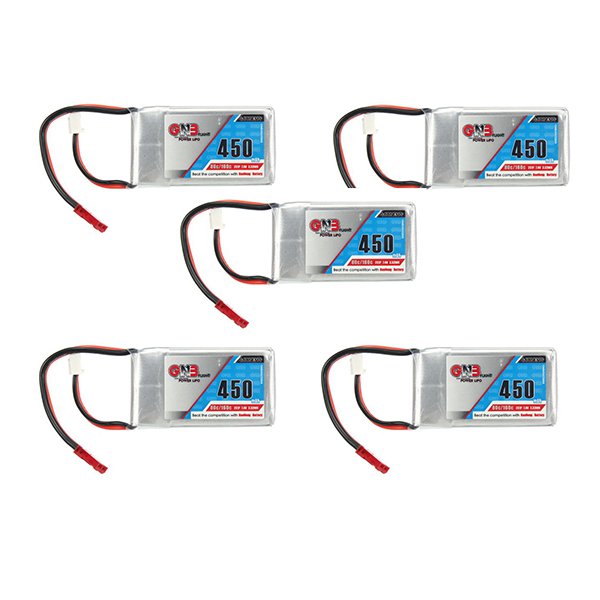 5Pcs Gaoneng GNB 7.4V 450mAh 2S 80/160C Lipo Battery JST Plug For Eachine Aurora 90 100 FPV Racer