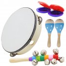 6 Piece Set Orff Musical Instruments Hand Shake Rattle Castanets Sand Hammer Vertical Bell Education