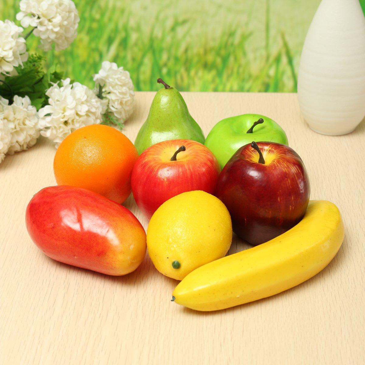 8PCS Lifelike Artificial Plastic Fruit Kitchen Simulation Display Home Food Decor