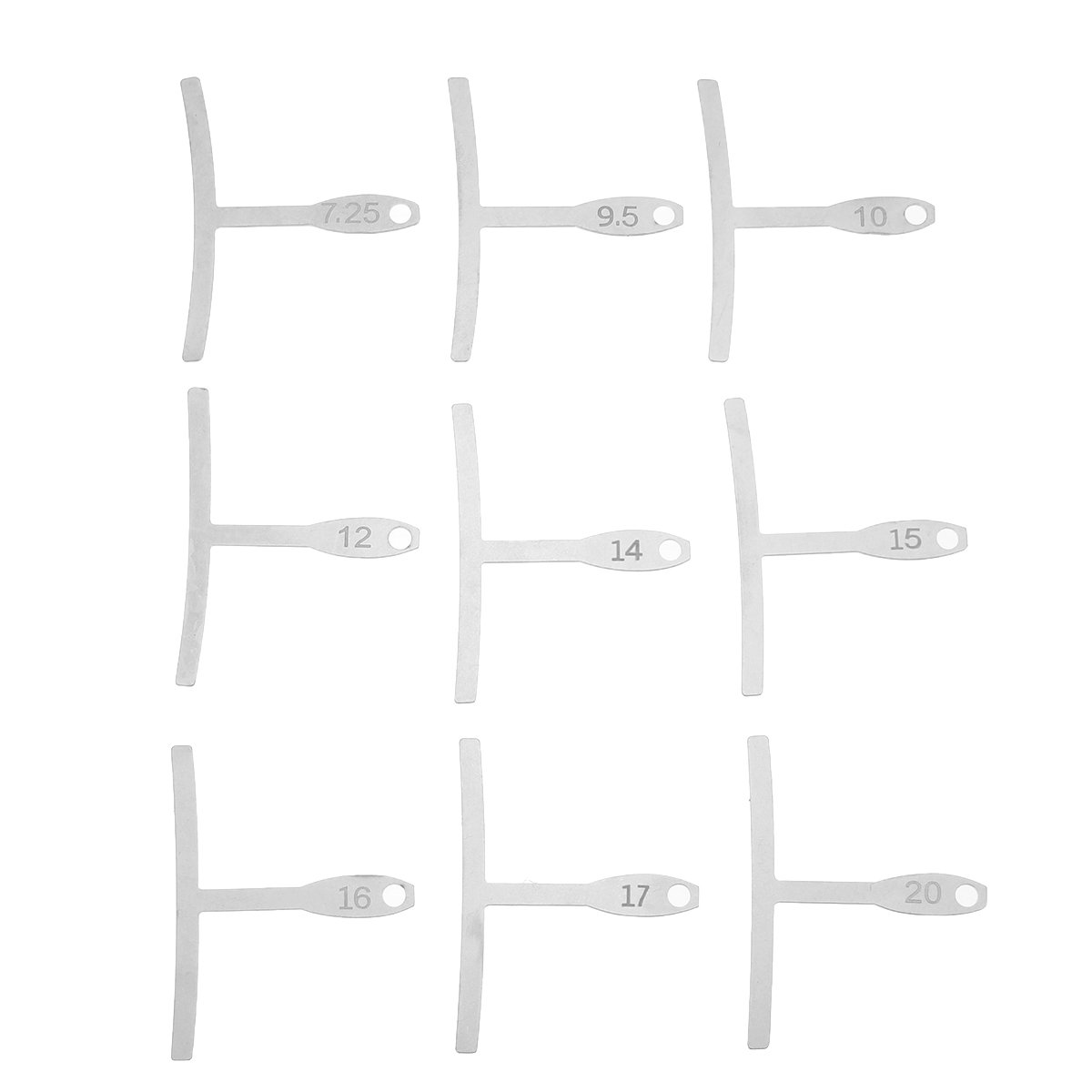 9Pcs T Shaped Guitar Gauge Radians Ruler Guitar Bass Fret Radians Ruler Fingerboard Wire Setup Curve